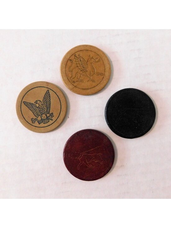 Other - Vintage Clay Poker Chips Set Of 4 Griffin Eagle Hound Designs
